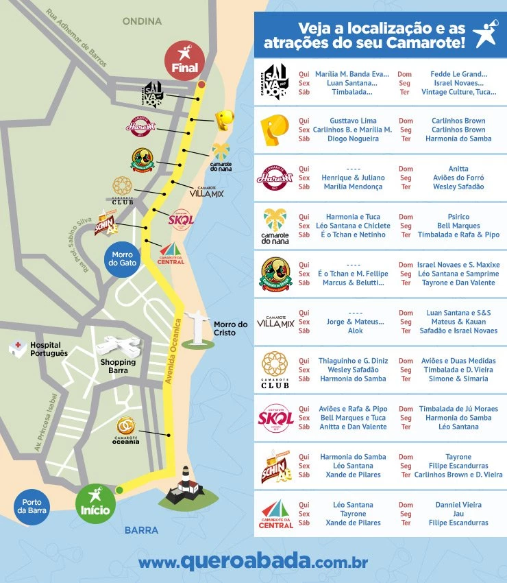 localização camarotes e atrações 2017 quero abadá