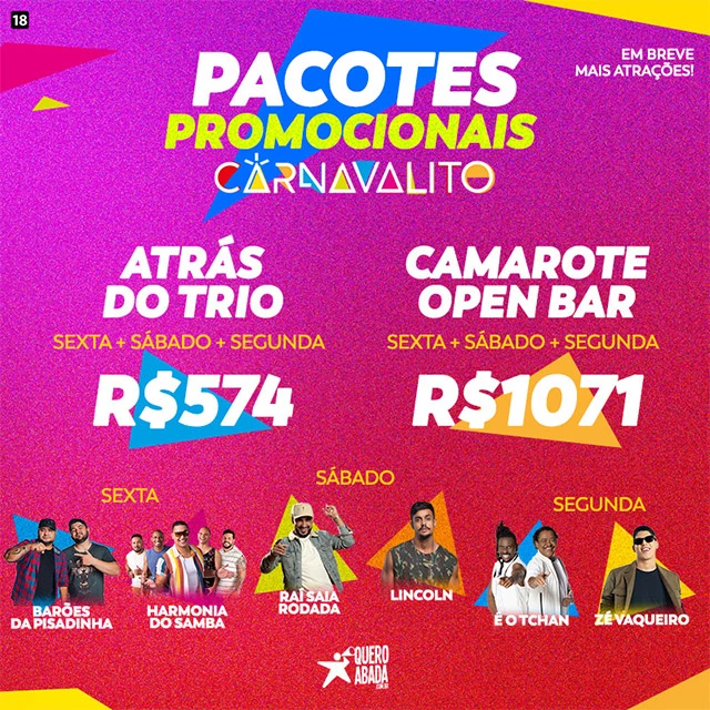 pacotes promocionais para o carnavalito 2022