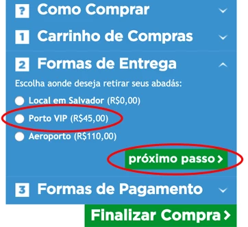 Escolha a forma de Entrega