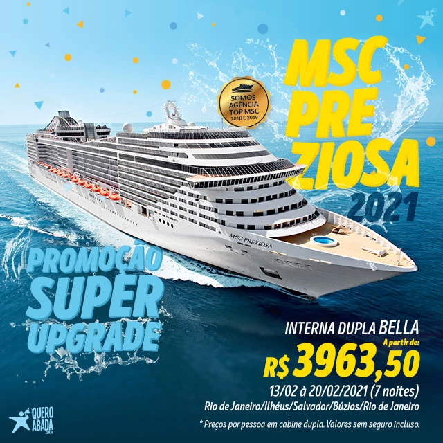 reservar cabine msc preziosa saída rio de janeiro 2021