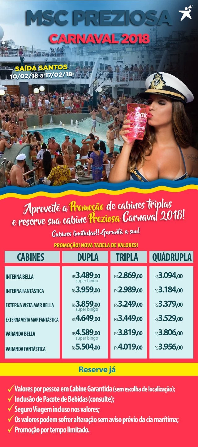 cabines carnaval msc preziosa 2018