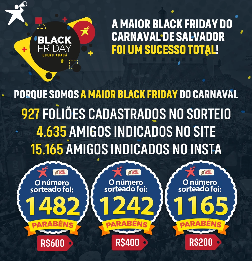 Sorteio Black Friday 2017 Carnaval de Salvador